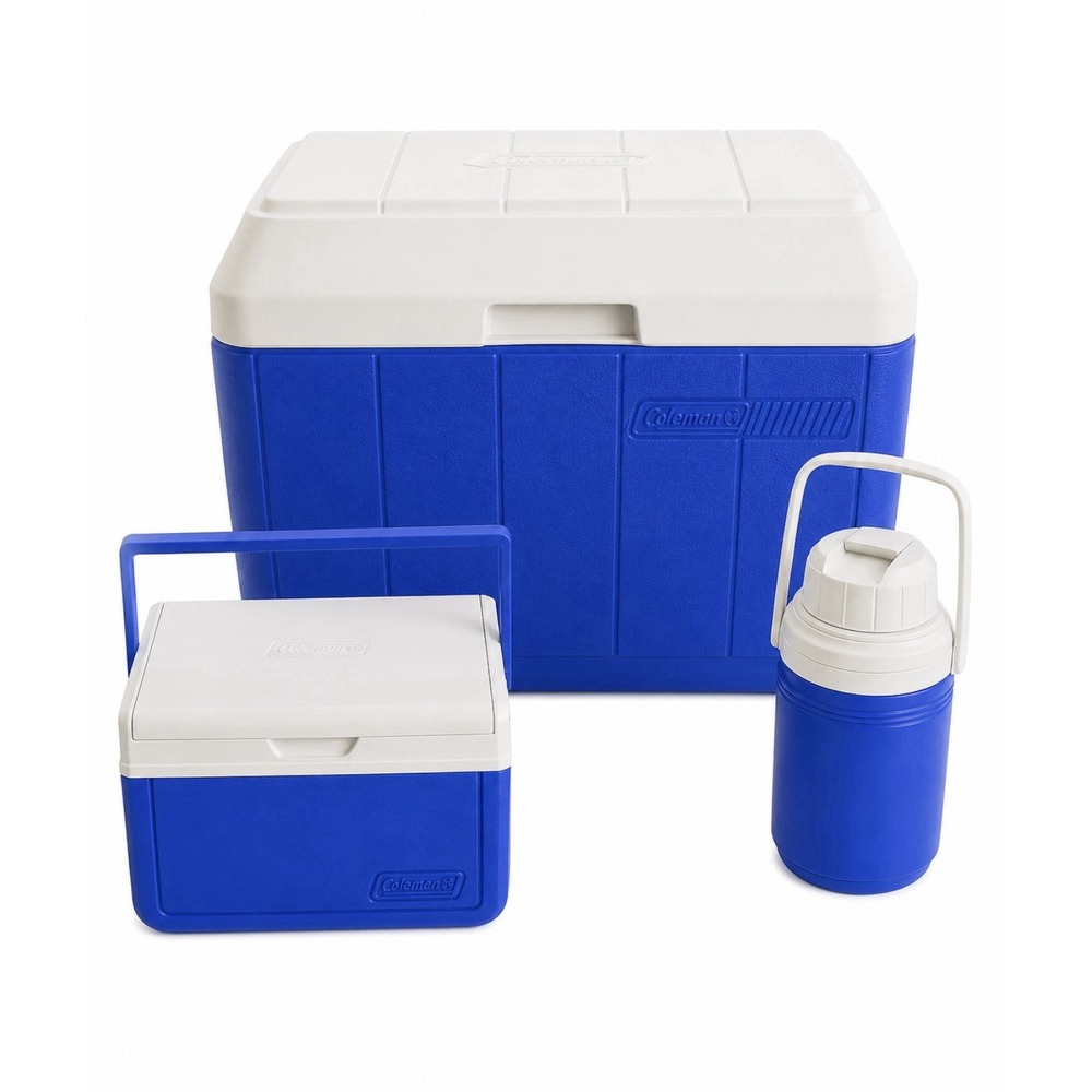 Coleman Vintage Coolers 3 Pc 40qt 5236 5205 Mini 5542 Water Jug Camping Fishing